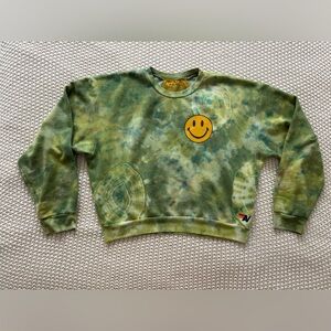 Aviator Nation Green Tie-Dye Smiley Sweatshirt